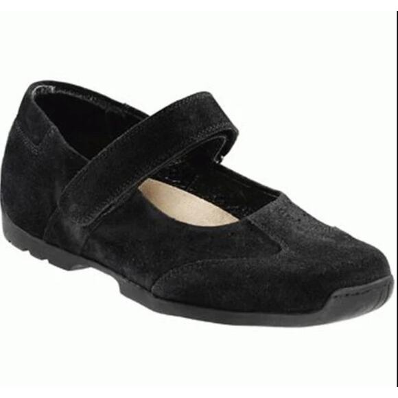 Footprints Birkenstock Pittsburgh Mary Jane Shoes Black Suede size EU 42 US 11.5 - Picture 1 of 7